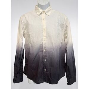 Theory Men Ombre Shirt M Black White Gradient Button Minimalist Designer Cotton